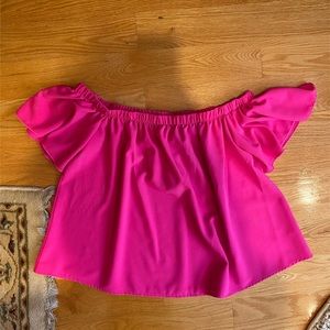 Off-the-shoulder pink blouse